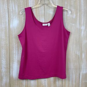 Chico’s Hot Pink Sleeveless Tank Shell Base Top Size 2 Large Nylon/Spandex